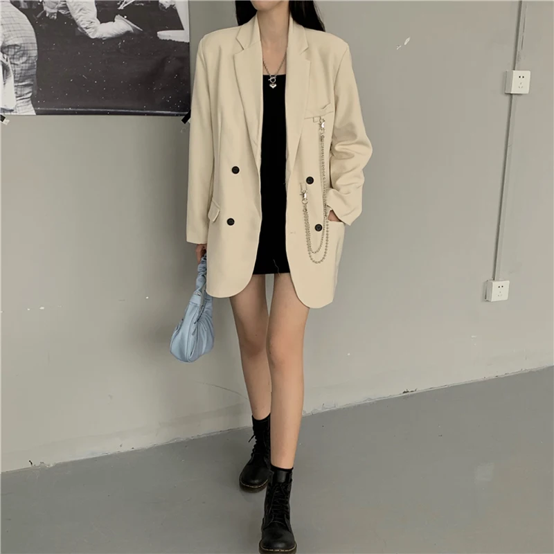 HziriP OL Notched Vintage Solid Double Breasted Blazer Coat 2021 New Autumn Formal Casual Loose Chic Women Blazers Suit Jacket
HziriP OL Notched Vintage Solid Double Breasted Blazer Coat 2021 New Autumn Formal Casual Loose Chic Women Blazers Suit Jacket
