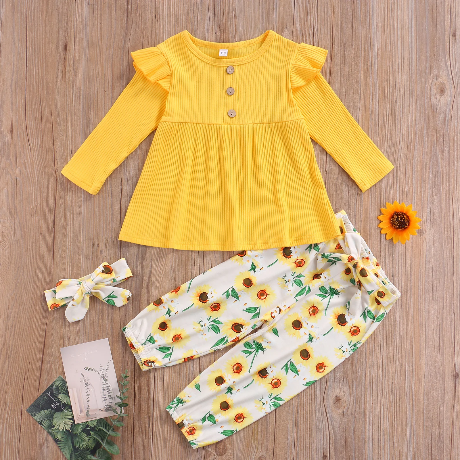 Girls Casual Three-piece Clothes Set Yellow Solid Color Pullover Floral Printed Pattern Pants and Headdress Outfits
Girls Casual Three-piece Clothes Set Yellow Solid Color Pullover Floral Printed Pattern Pants and Headdress Outfits