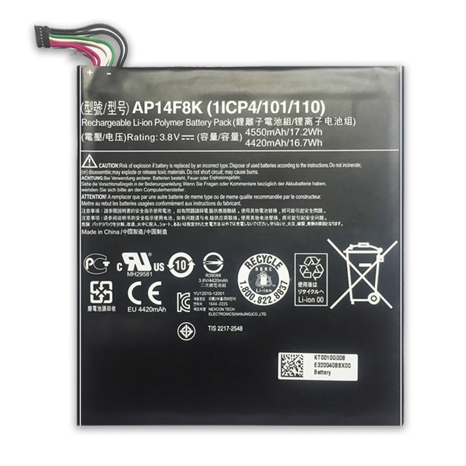 

Battery For Acer Iconia Tab A1-850 B1-810 B1-820 B1-830 W1-810 4550mAh AP14F8K with Track Code