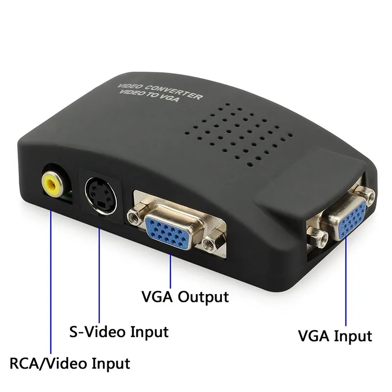 Композитный конвертер RCA AV S-Video в VGA приставка CC TV DVR ПК ноутбук ТВ-проектор вход