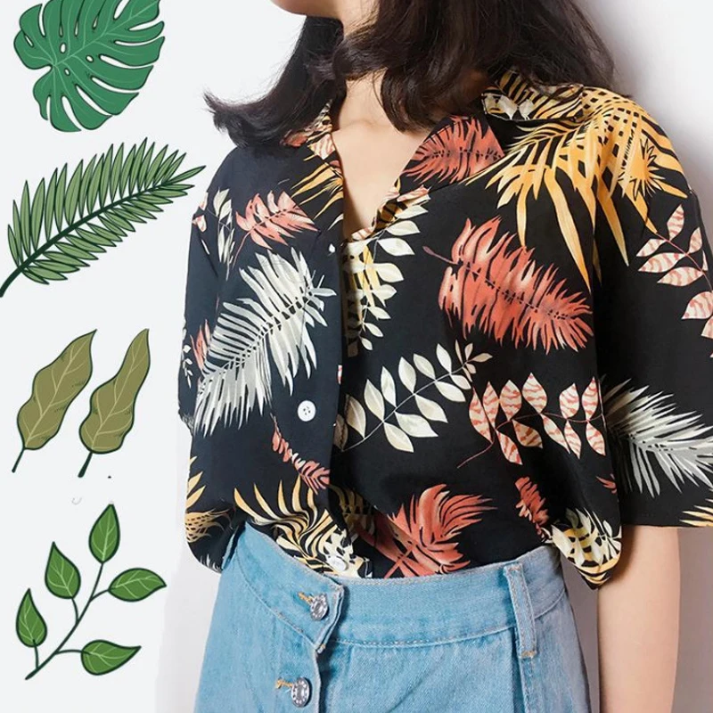 Женская блузка из хлопка с принтом в виде лица и растений летняя 2020 |