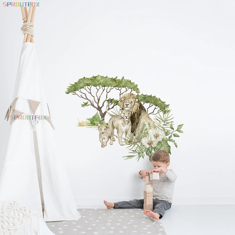 Lovely Lion Faimly Wall Stickers for Kids Rooms Home Decoration Cartoon Animals Tree Flowers Living Room Nursery Vinyl Wallpaper
Lovely Lion Faimly Wall Stickers for Kids Rooms Home Decoration Cartoon Animals Tree Flowers Living Room Nursery Vinyl Wallpaper