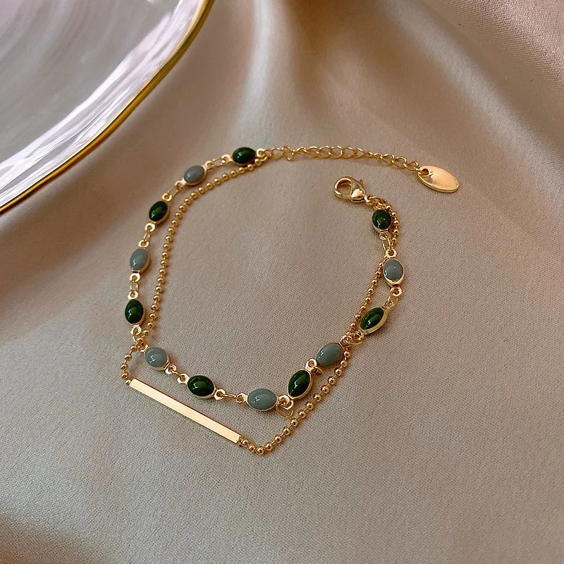 Minar Korean Blue Green Color Enamel Charm Bracelets for Women Double Layers Gold Color Beaded Chain Bracelet Everyday Jewelry
Minar Korean Blue Green Color Enamel Charm Bracelets for Women Double Layers Gold Color Beaded Chain Bracelet Everyday Jewelry