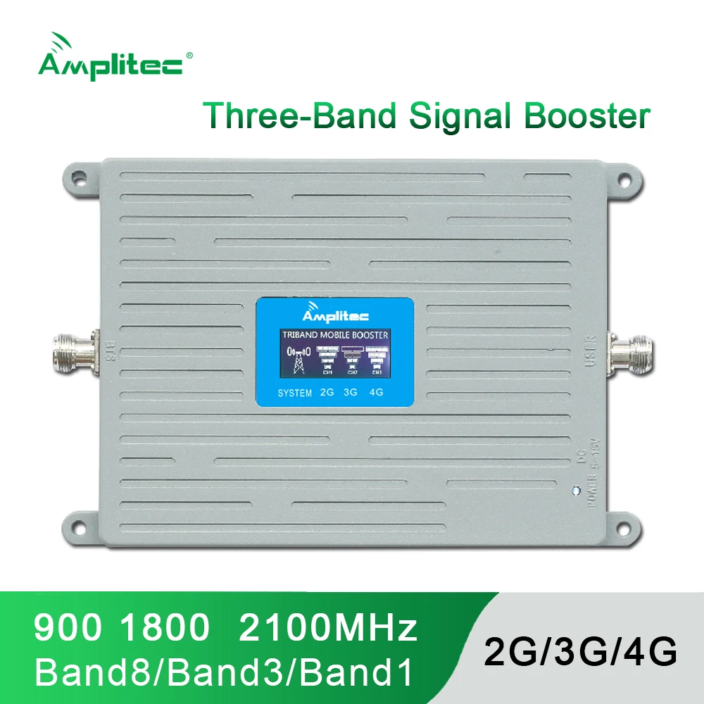 

Amplitec GSM 2G 3G 4G Cell Phone Booster Tri Band Mobile Signal Amplifier LTE Cellular Repeater GSM DCS WCDMA 900 1800 2100 MHz