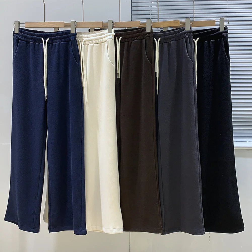 Thickened Wide-leg Pants Women's Fall/winter 2021 New Drawstring Elastic Waist Casual High-waist Straight Drop Drag Trousers
Thickened Wide-leg Pants Women's Fall/winter 2021 New Drawstring Elastic Waist Casual High-waist Straight Drop Drag Trousers