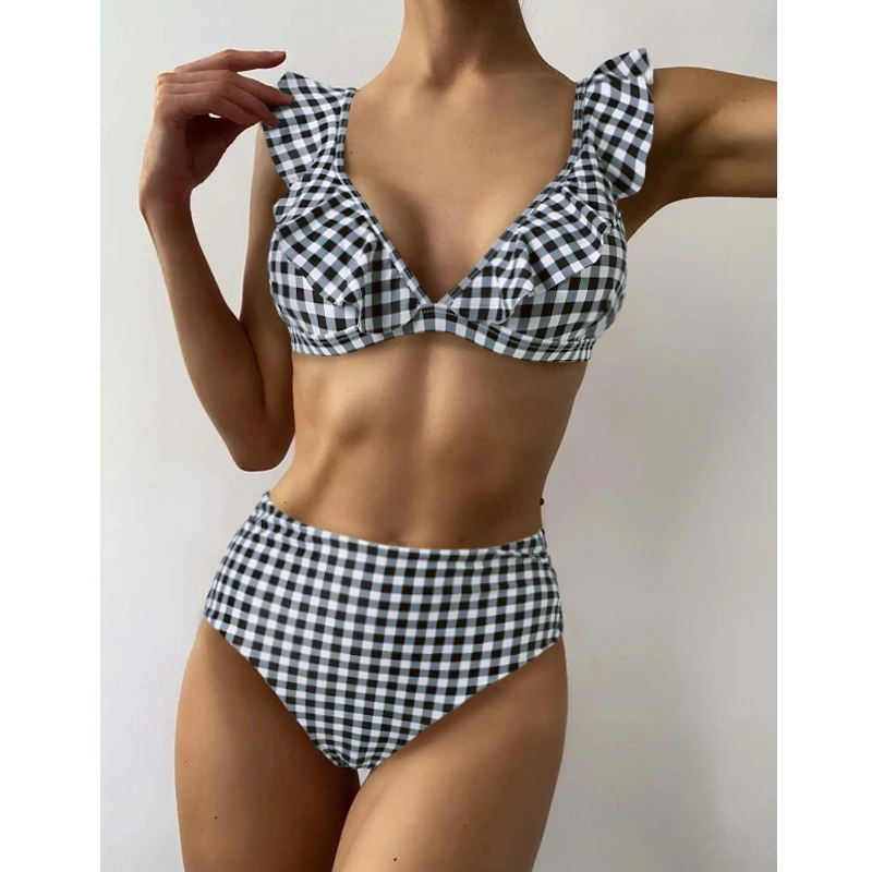 Sexy Plaid Bikini Ruffle Swimwear High Waisted Push Up Swimsuit Female Two-piece Bathing Suit Women Beachwear Summer Bikini Set
Sexy Plaid Bikini Ruffle Swimwear High Waisted Push Up Swimsuit Female Two-piece Bathing Suit Women Beachwear Summer Bikini Set
