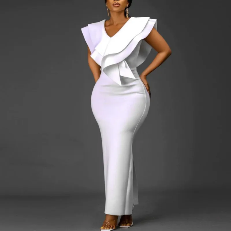 Women White Long Dress V Neck Ruffles Sexy Party Celebrate Bodycon Event Occasion Vestidos Female Robes Night Date Out Clubwear
Women White Long Dress V Neck Ruffles Sexy Party Celebrate Bodycon Event Occasion Vestidos Female Robes Night Date Out Clubwear