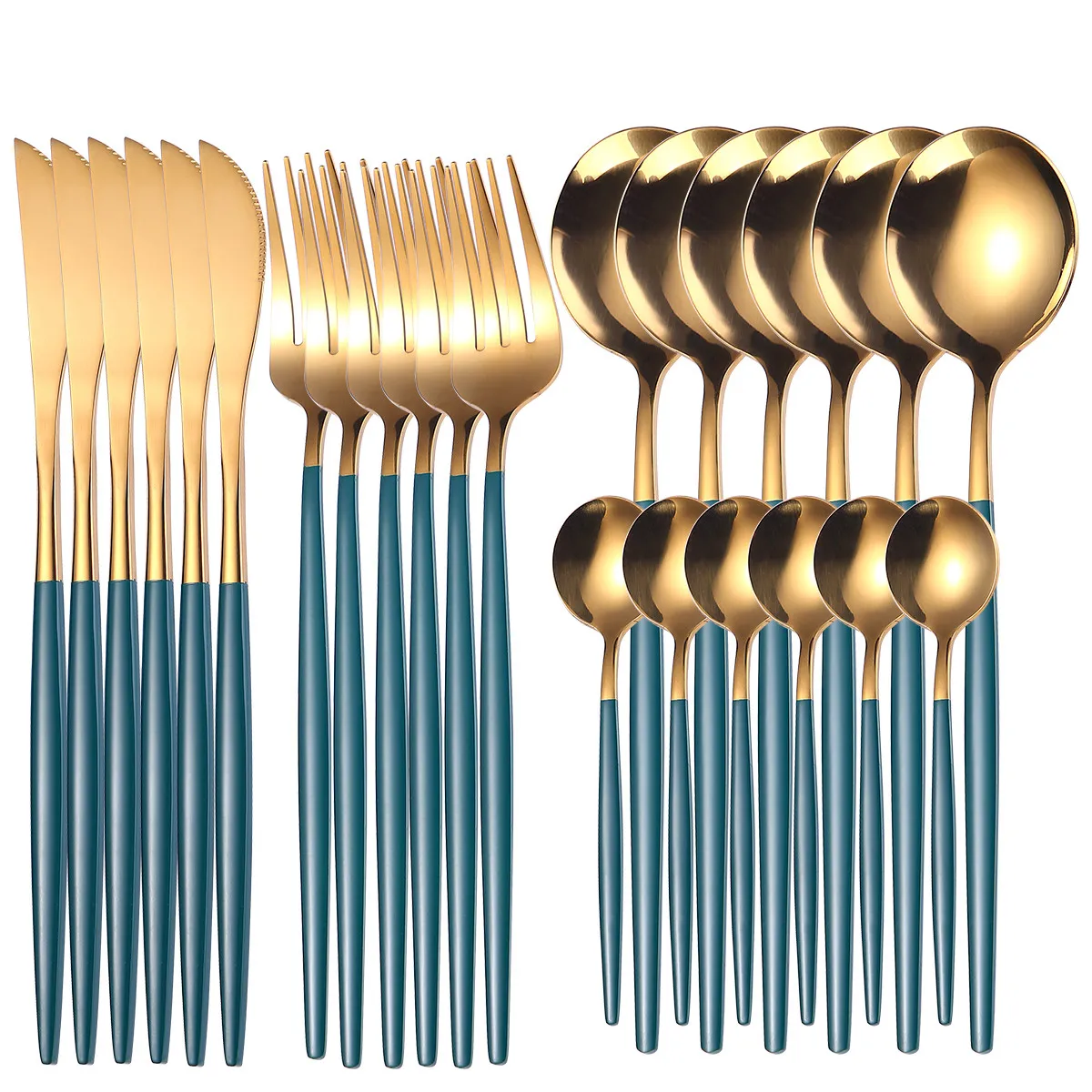 24pcs Green gold Dinnerware Set Knife Fork coffee spoon Flatware Set stainless steel Cutlery Set Dishwasher Safe Tableware Home
24pcs Green gold Dinnerware Set Knife Fork coffee spoon Flatware Set stainless steel Cutlery Set Dishwasher Safe Tableware Home