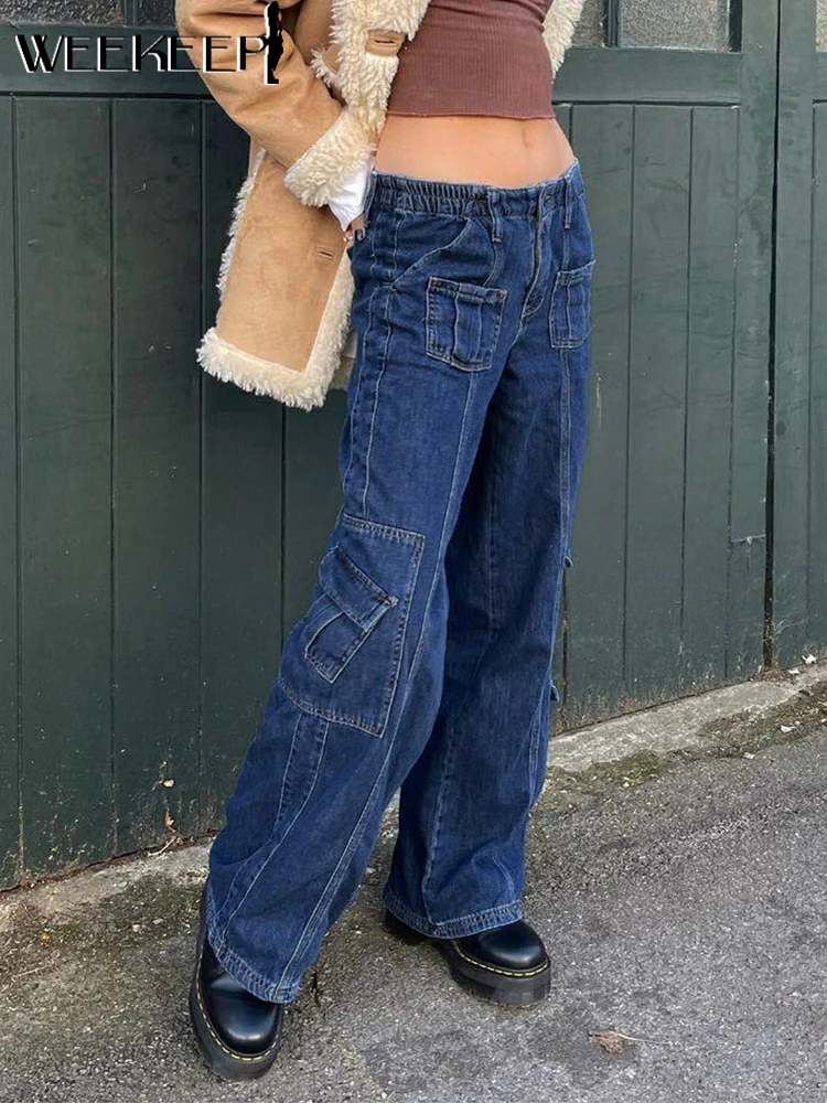 Weekeep Women Oversized High Waist Jeans Streetwear Kawaii Multi-Pocket Cargo Pants Vintage Baggy Trousers Y2k Academia Clothing
Weekeep Women Oversized High Waist Jeans Streetwear Kawaii Multi-Pocket Cargo Pants Vintage Baggy Trousers Y2k Academia Clothing