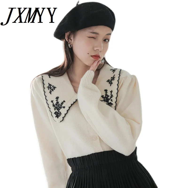 JXMYY Модный корейский темперамент дикий ретро вышивка большой лацкан короткий рукав-фонарик вязаный свитер кардиган женский топ
JXMYY Модный корейский темперамент дикий ретро вышивка большой лацкан короткий рукав-фонарик вязаный свитер кардиган женский топ
