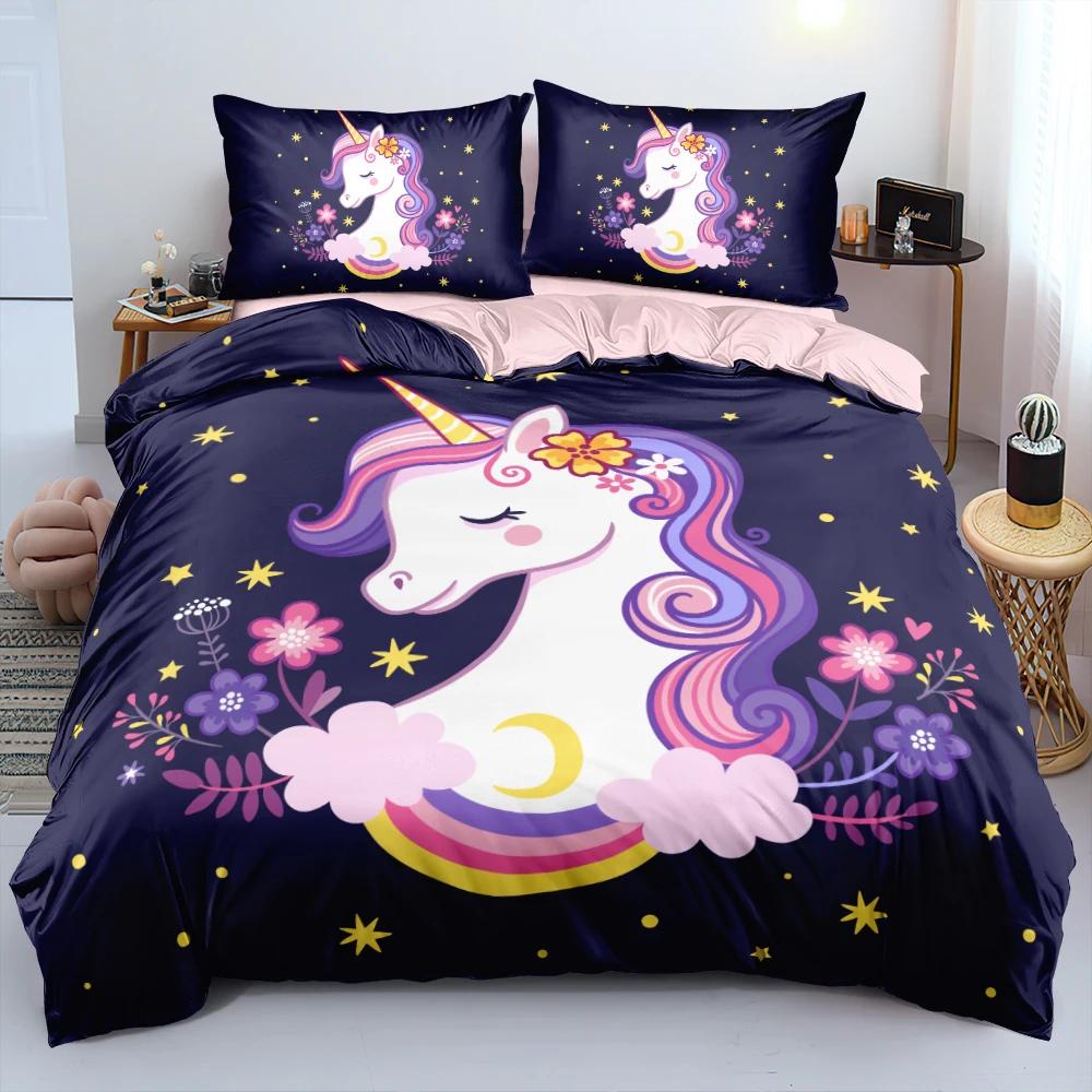 Purple Pink Cartoon Unicorn Linens Bed for Girl Quilt/Blanket Cover Set Twin King 220x240cm Bedding Set for Gift Home Textile
Purple Pink Cartoon Unicorn Linens Bed for Girl Quilt/Blanket Cover Set Twin King 220x240cm Bedding Set for Gift Home Textile