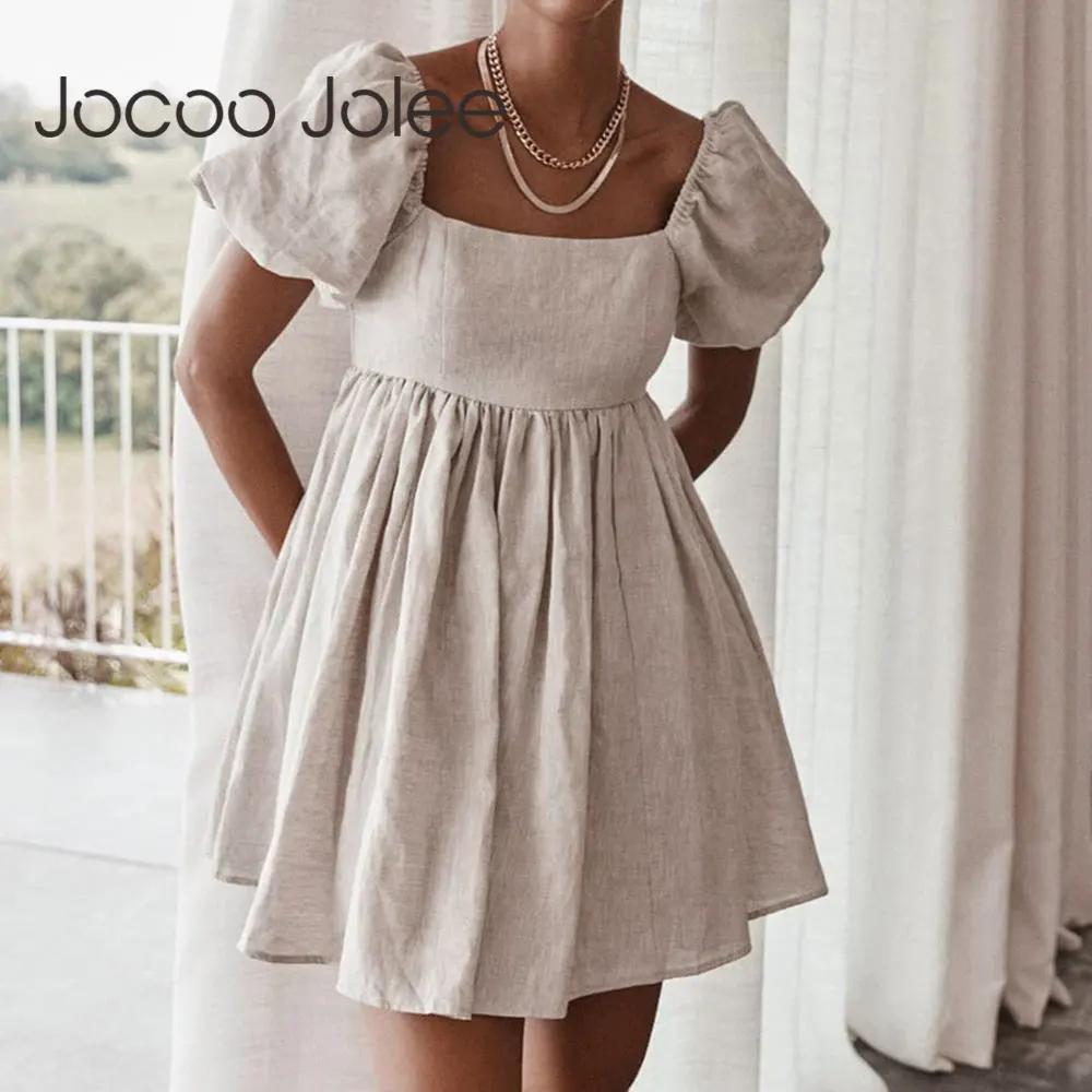 Jocoo Jolee Vintage Ruched Casual Mini Dress Summer Women Puff Sleeve A-Line High Waist Square Collar Linen Sexy Solid Ladies
Jocoo Jolee Vintage Ruched Casual Mini Dress Summer Women Puff Sleeve A-Line High Waist Square Collar Linen Sexy Solid Ladies