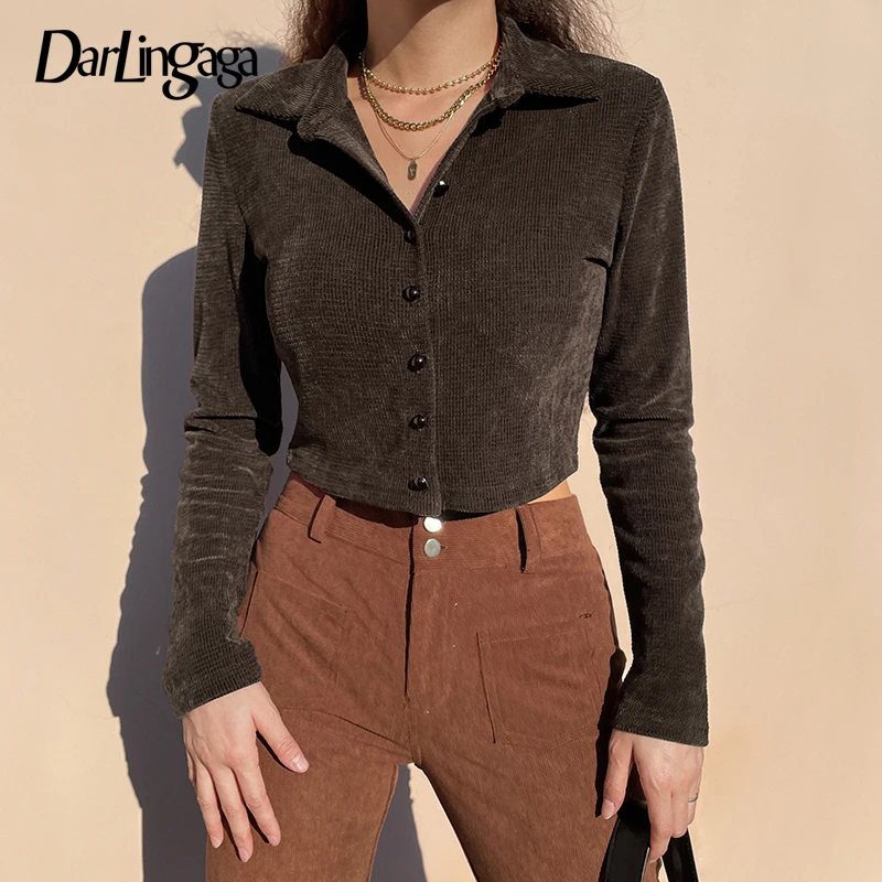 Darlingaga Casual Knitted Turn Down Collar Long Sleeve T-shirts Women Harajuku Crop Top Cardigan Solid Autumn Shirt Retro Cloth
Darlingaga Casual Knitted Turn Down Collar Long Sleeve T-shirts Women Harajuku Crop Top Cardigan Solid Autumn Shirt Retro Cloth