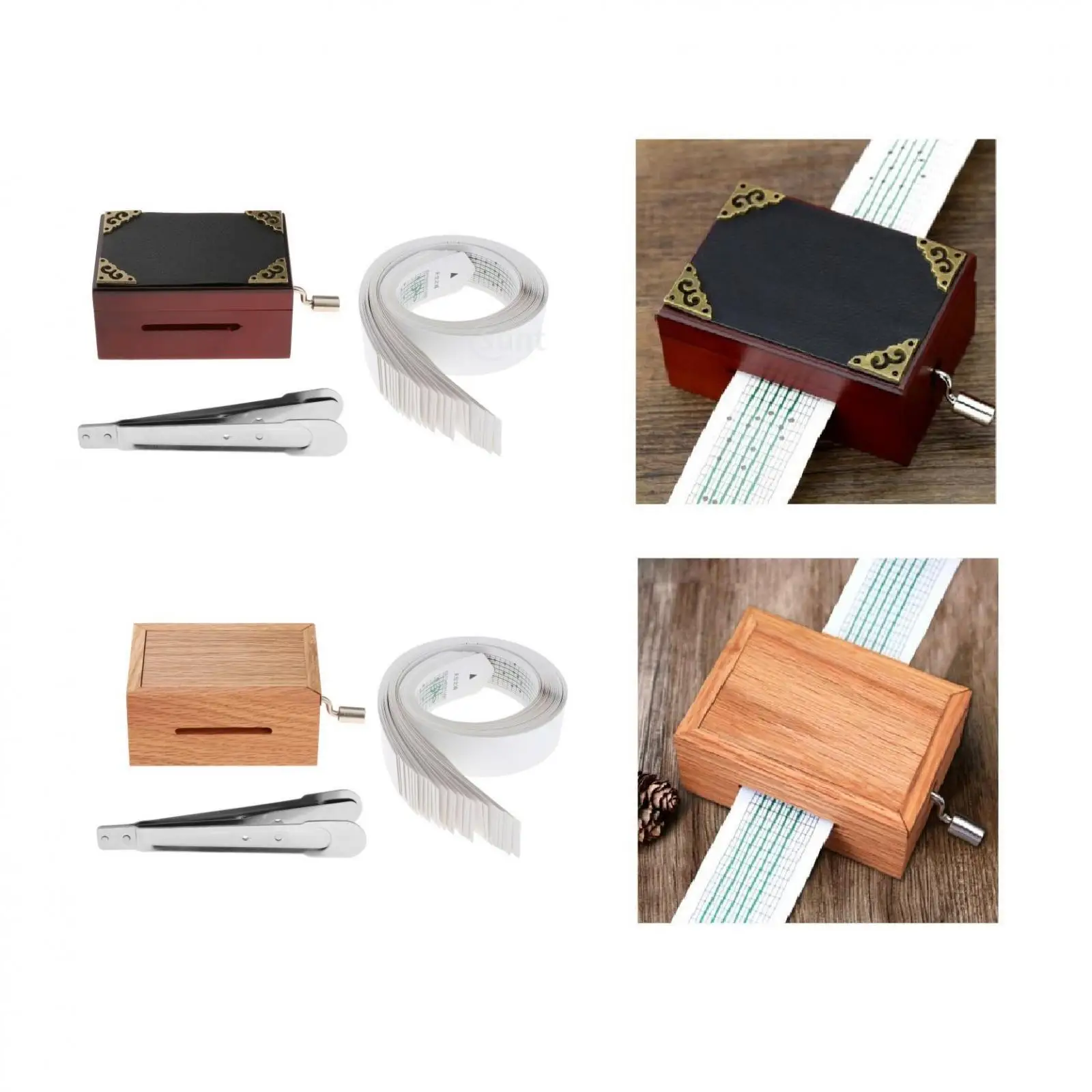 15 Tone Wooden Hand Crank Music Box with Hole Puncher, Music Paper Tape and Blank Paper, Musical Gift for Kids Adult
15 Tone Wooden Hand Crank Music Box with Hole Puncher, Music Paper Tape and Blank Paper, Musical Gift for Kids Adult