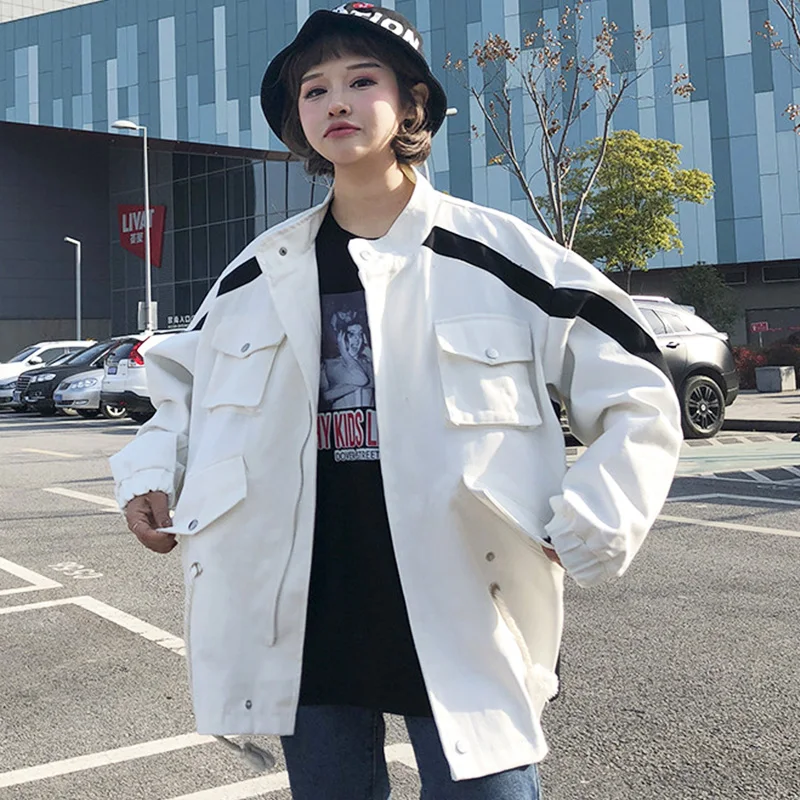 Autumn New Women Spliced Spring Stand Zipper Outerwear Loose Casual Comfortable Harajuku Coats Female Sweet Outerwear ZX794 
Autumn New Women Spliced Spring Stand Zipper Outerwear Loose Casual Comfortable Harajuku Coats Female Sweet Outerwear ZX794