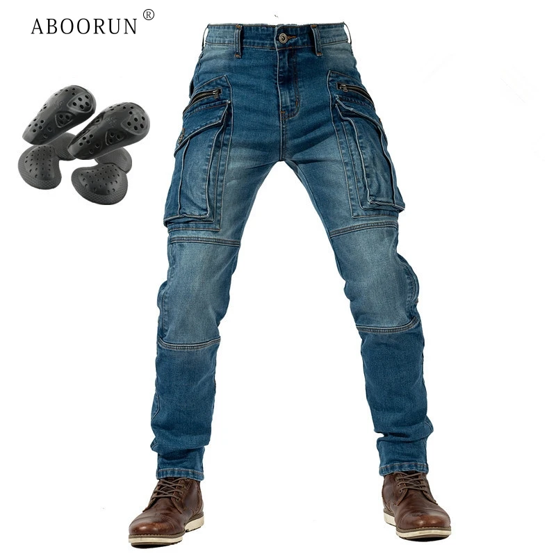 ABOORUN Men's Multi Pockets Motorcycle Biker Jeans with Protection High Quality Elastic Cargo Denim Pants for Male
ABOORUN Men's Multi Pockets Motorcycle Biker Jeans with Protection High Quality Elastic Cargo Denim Pants for Male