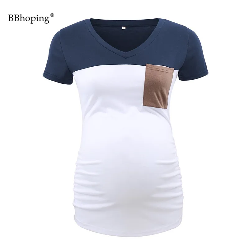 Summer Maternity T-Shirts Pregnant Short Sleeve Tops Pregnancy Striped Shirts Women Splice Color Top Women Clothes with Pocket
Summer Maternity T-Shirts Pregnant Short Sleeve Tops Pregnancy Striped Shirts Women Splice Color Top Women Clothes with Pocket