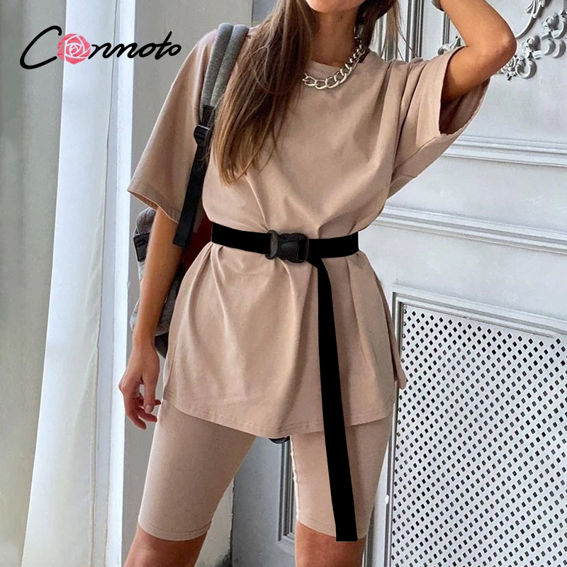 Conmoto Casual solid new women's two piece suit including belt solid color home loose sports fashion leisure suit summer 2020
Conmoto Casual solid new women's two piece suit including belt solid color home loose sports fashion leisure suit summer 2020