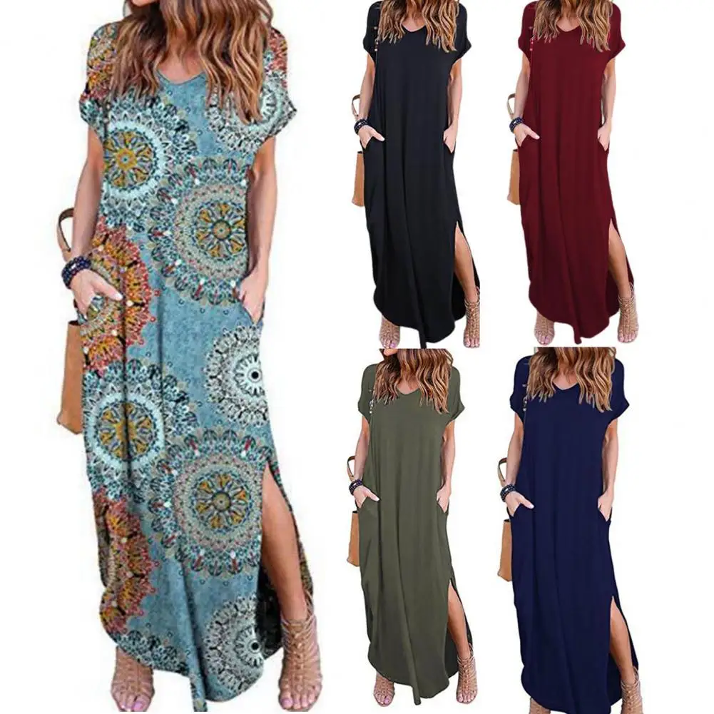 Summer Dress For Women Casual Short Sleeve Long Maxi Dress Women Loose V-Neck Ankle-Length Dress Beach Dress Vestidos de mujer
Summer Dress For Women Casual Short Sleeve Long Maxi Dress Women Loose V-Neck Ankle-Length Dress Beach Dress Vestidos de mujer