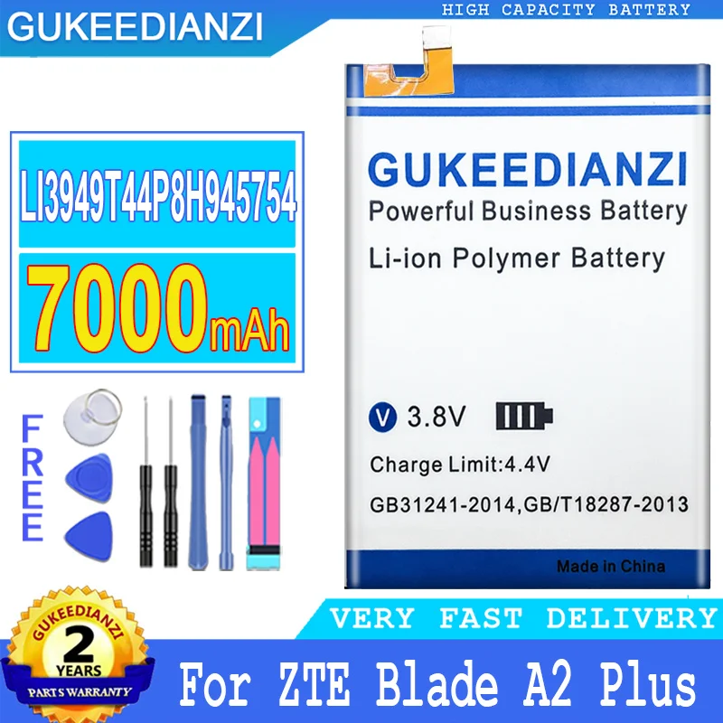 

7000mAh GUKEEDIANZI Battery LI3949T44P8H945754 For ZTE Blade A2 Plus BV0730 A2Plus / Blade A610 Plus A610Plus A2Plus