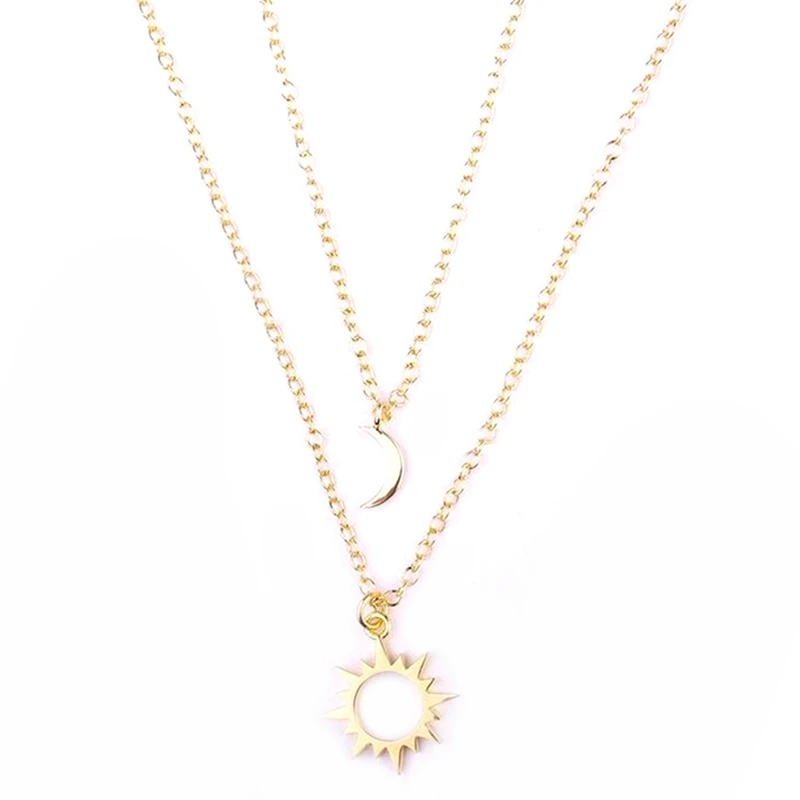 Sun Moon Double Layers Choker Necklaces Pendant for Women Golden Color Jewelry Making Multi-layer Collar Necklace
Sun Moon Double Layers Choker Necklaces Pendant for Women Golden Color Jewelry Making Multi-layer Collar Necklace