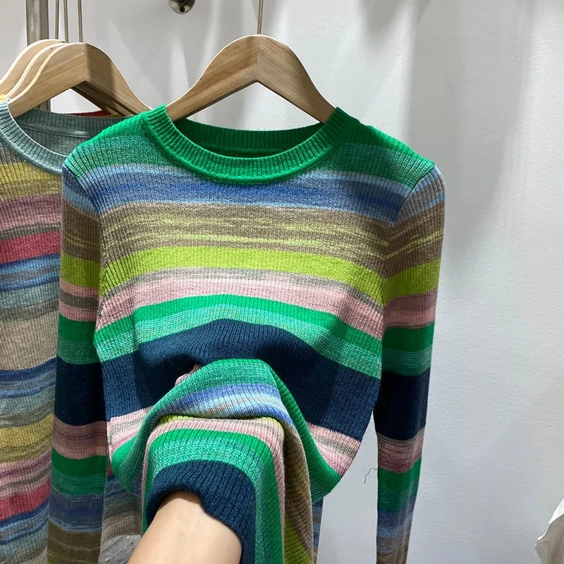 New color striped knitwear women round neck long sleeve foreign style inner bottom top women sweaters P3 593
New color striped knitwear women round neck long sleeve foreign style inner bottom top women sweaters P3 593