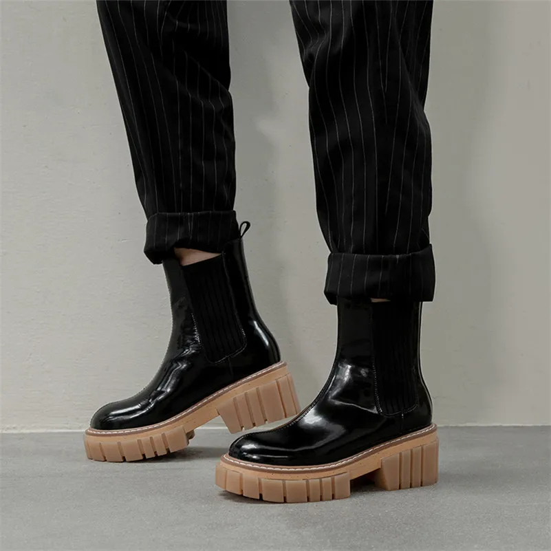 ANNYMOLI Women Short Boots Shoes Genuine Leather Platform High Heels Chelsea Boots Slip-On Thick Heels Lady Ankle Boots Black 40
ANNYMOLI Women Short Boots Shoes Genuine Leather Platform High Heels Chelsea Boots Slip-On Thick Heels Lady Ankle Boots Black 40