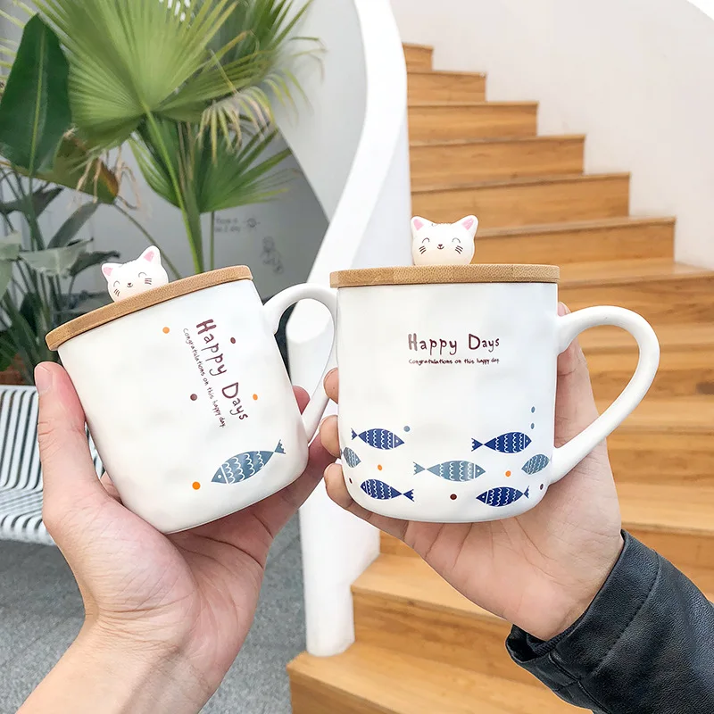 Cute Cartoon Frosted Cat and Fish Wooden Llid Ceramic Cup With Spoon Milk Water Coffee Mug Ceramic Coffee Breakfast Cup Set
Cute Cartoon Frosted Cat and Fish Wooden Llid Ceramic Cup With Spoon Milk Water Coffee Mug Ceramic Coffee Breakfast Cup Set