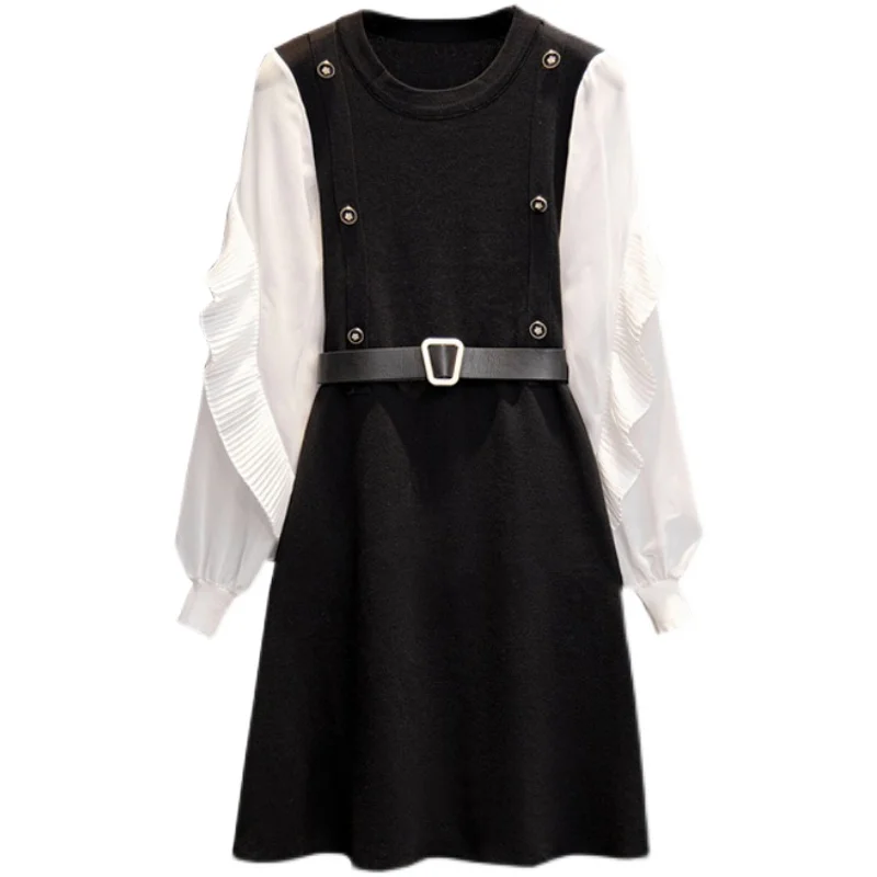 M-4XL plus size women autumn winter Patchwork kintting dress 2021 ruffle sleeve o neck button Fake two sweater dresses vestido
M-4XL plus size women autumn winter Patchwork kintting dress 2021 ruffle sleeve o neck button Fake two sweater dresses vestido