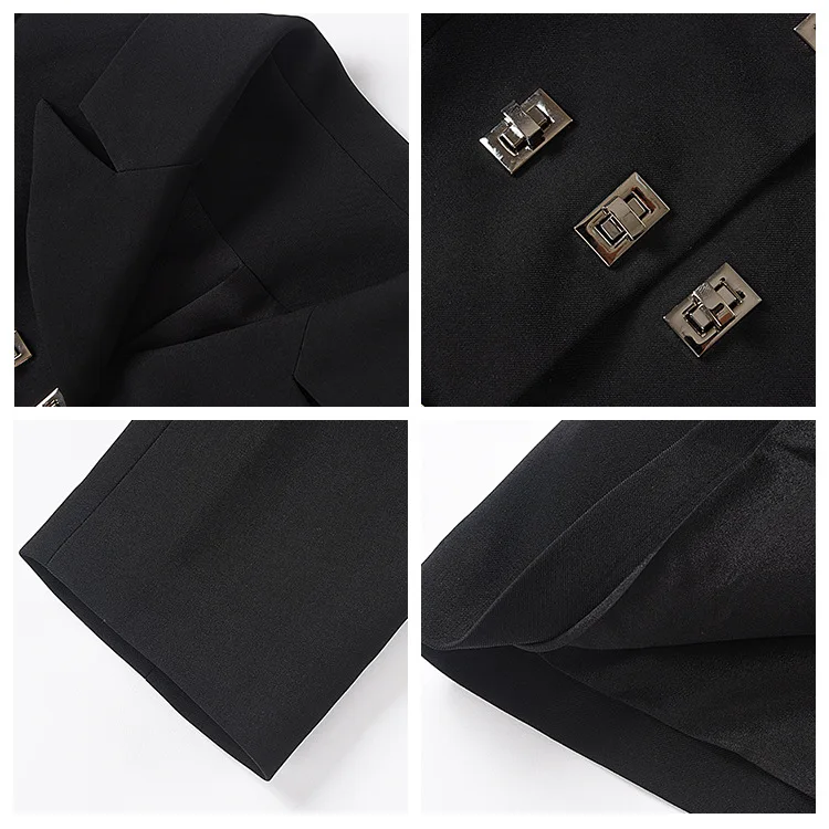 Autumn and Winter Casual Black Suit Jacket Three-breasted Solid Color Waist Small Suit Women
Autumn and Winter Casual Black Suit Jacket Three-breasted Solid Color Waist Small Suit Women