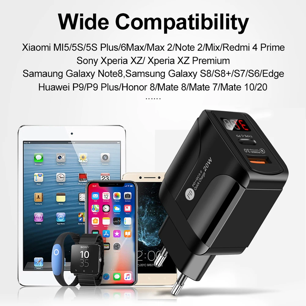 5V 4A Quick Charge 3.0 LED Display 2 Ports USB Phone Charger Fast Charging For iPhone 11 Pro Samsung S20 Charger EU Wall Adapter
5V 4A Quick Charge 3.0 LED Display 2 Ports USB Phone Charger Fast Charging For iPhone 11 Pro Samsung S20 Charger EU Wall Adapter