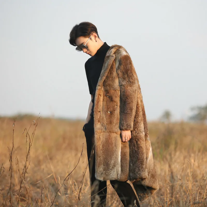 Runway Men Genuine Rabbit Fur Overcoat Luxury Long Slim Real Fur Coat Business Casual Winter Double Breasted Shearling Jacket
Runway Men Genuine Rabbit Fur Overcoat Luxury Long Slim Real Fur Coat Business Casual Winter Double Breasted Shearling Jacket