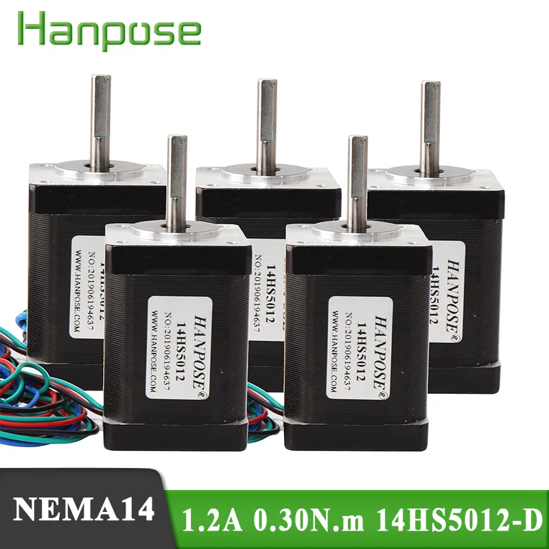 5pcs/lot Nema14 Stepper Motor 1.2A 0.3N.M 14HS5012 35BYGH 35X50MM 4 lead for CNC worm wheel edging machine
5pcs/lot Nema14 Stepper Motor 1.2A 0.3N.M 14HS5012 35BYGH 35X50MM 4 lead for CNC worm wheel edging machine