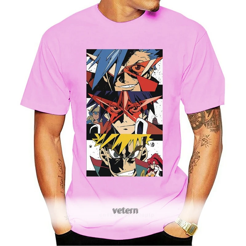 

High Quality T-shirt Anime Tengen Toppa Gurren Lagann Kamina Simon T Shirt Men Hipster Tee S-6XL Big Size Camiseta