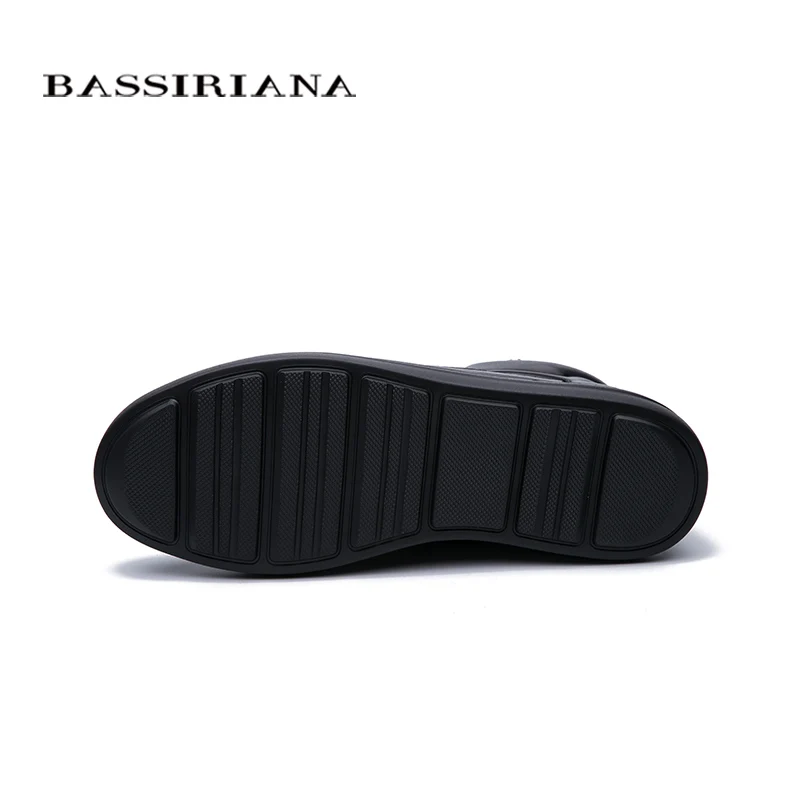 BASSIRIANA новый 2019 зимние мужские кожаные ботинки черные плоские туфли высокого
