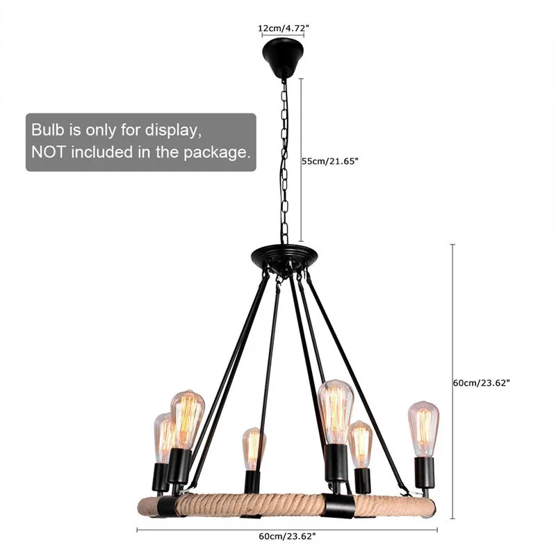 Retro Pendant Light LED Hemp Rope Industrial Wind Hanging Lamp For Kitchen Restaurant Lights Metal Chain Lighting Fixture E27
Retro Pendant Light LED Hemp Rope Industrial Wind Hanging Lamp For Kitchen Restaurant Lights Metal Chain Lighting Fixture E27