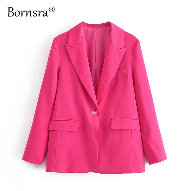 Bornsra Women Solid Pink Blazer Coat Vintage Notched Collar Pocket 2021 Fashion Female Casual Chic Tops Spring/Autumn Blazer
Bornsra Women Solid Pink Blazer Coat Vintage Notched Collar Pocket 2021 Fashion Female Casual Chic Tops Spring/Autumn Blazer