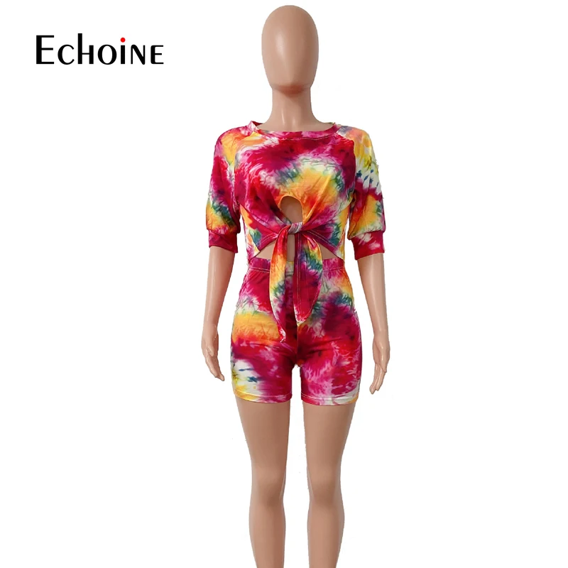 Echoine Summer tie-dye print women up tee tops knee length shorts jogger sweatpants suit two piece set sport tracksuit outfit
Echoine Summer tie-dye print women up tee tops knee length shorts jogger sweatpants suit two piece set sport tracksuit outfit