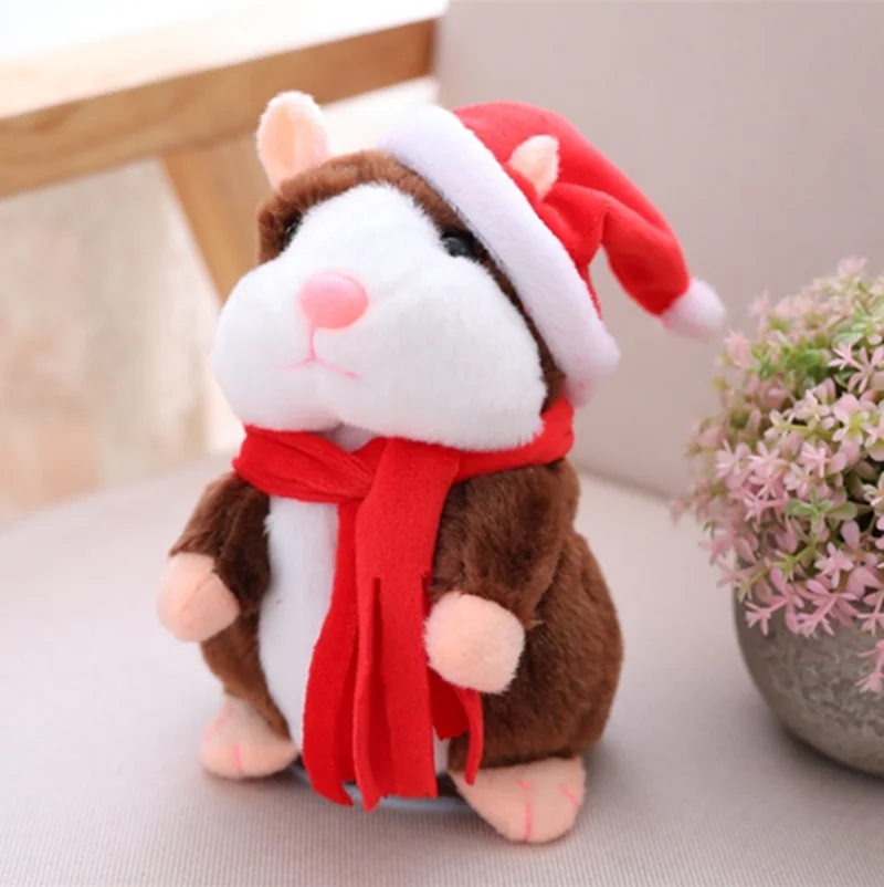 

16cm Cute Hamster Mouse Pet Educational Toy Kids Gifts Speak Talking Sound Record Cartoon Plush Animals Christmas dress