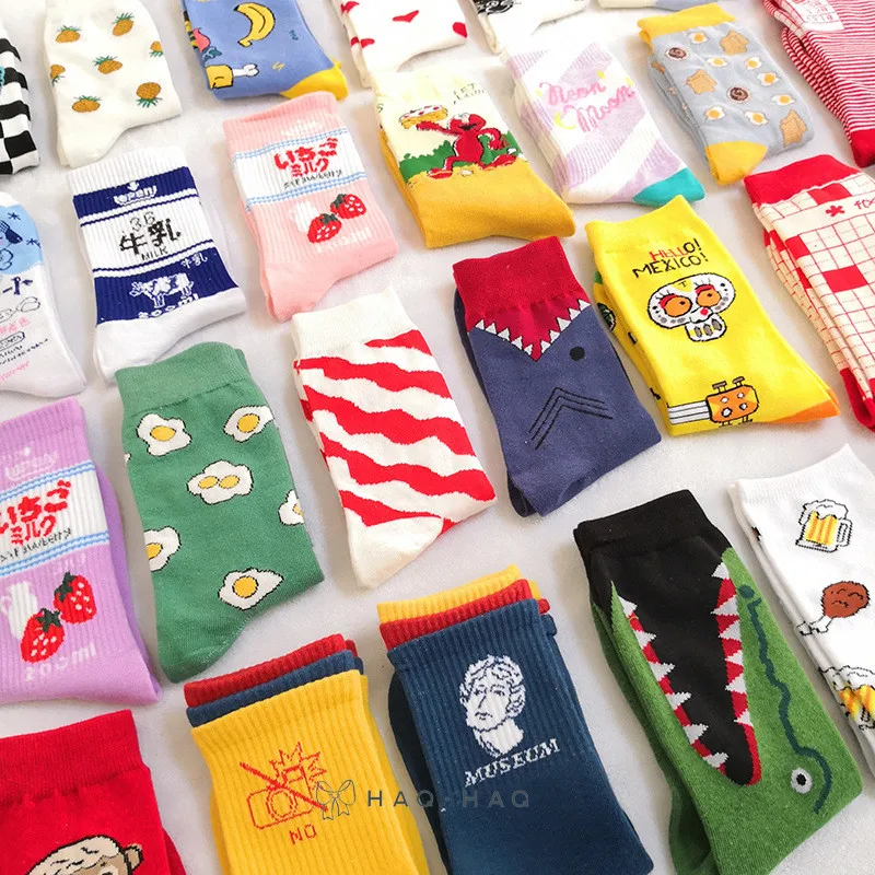 Креативные модные носки высокого качества Harajuku Kawaii Happy женские забавные с