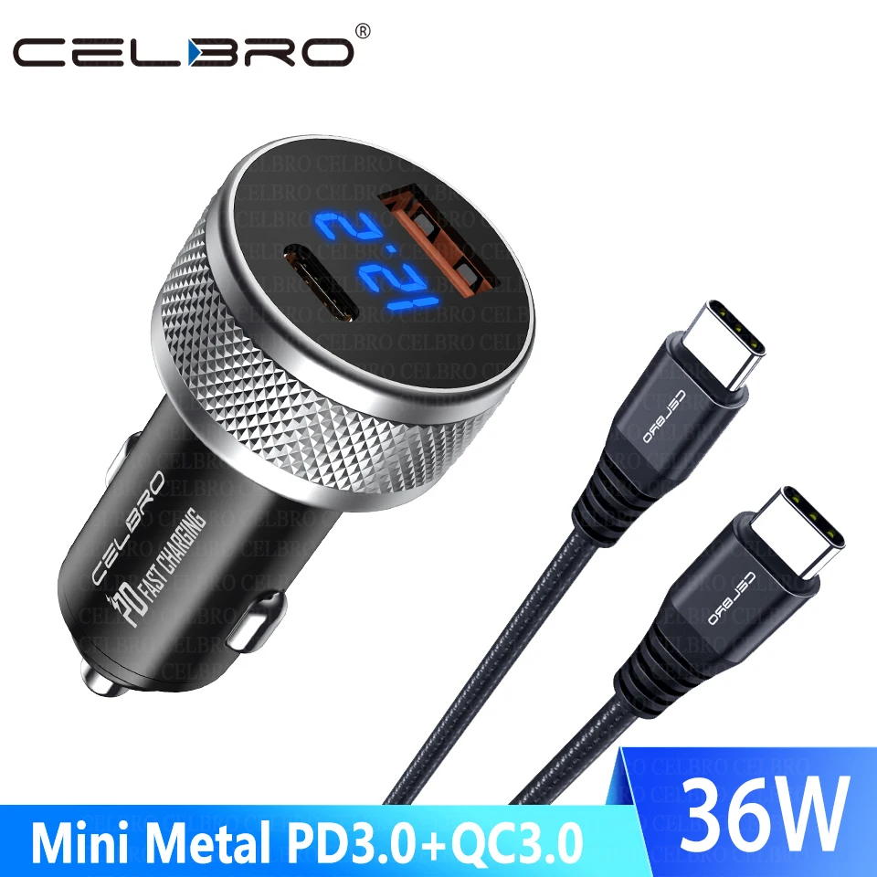 Автомобильное зарядное устройство PD QC 3 0 36 Вт с двумя USB портами|Зарядные