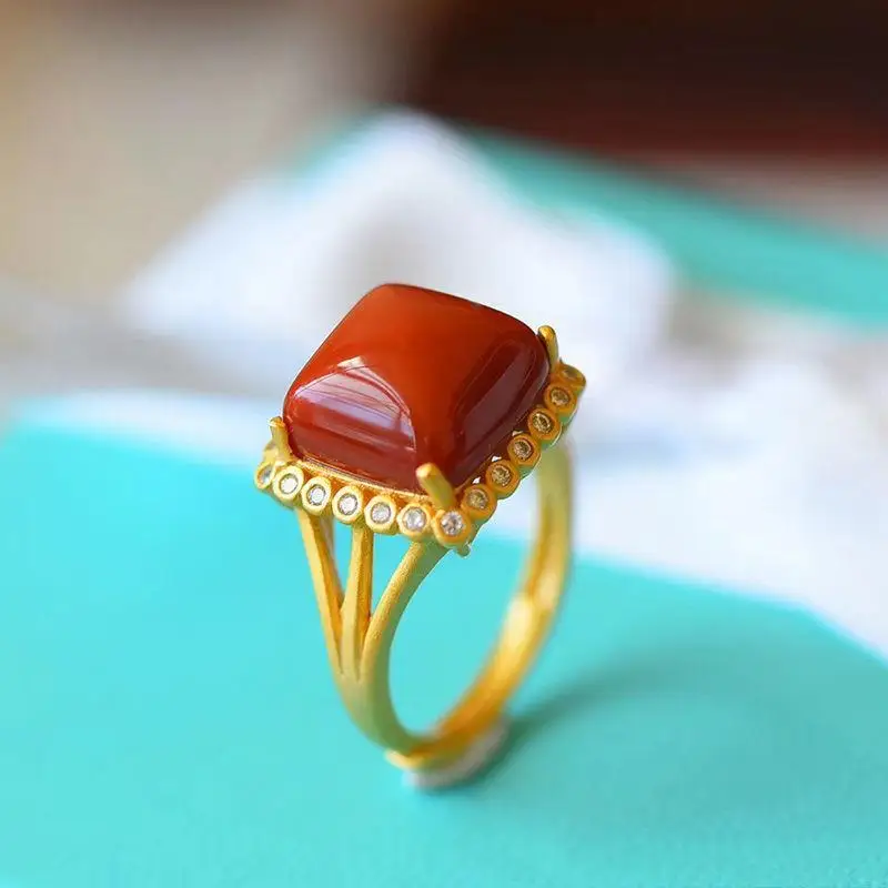 Natural South Red Agate Ring S925 Sterling Silver Square Ring Women's Graceful and Fashionable High-Grade Simple Open Index Fing
Natural South Red Agate Ring S925 Sterling Silver Square Ring Women's Graceful and Fashionable High-Grade Simple Open Index Fing