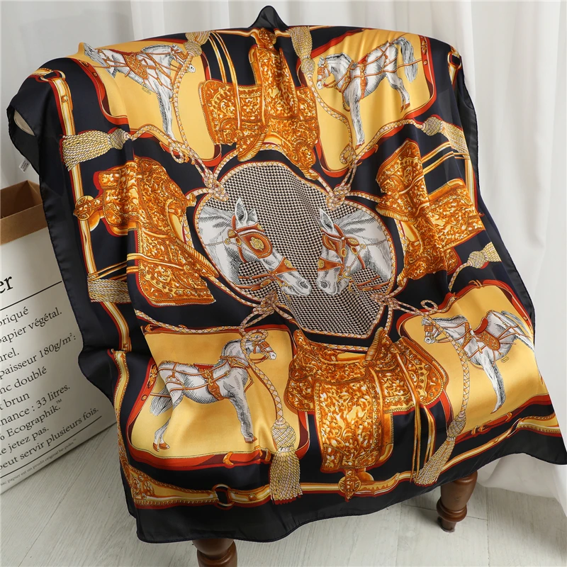 Luxury Silk Square Shawls Hijab Scarf Women Horse Print Neckerchief Bandana Female Foulard Bufanda Headbands For Ladies
Luxury Silk Square Shawls Hijab Scarf Women Horse Print Neckerchief Bandana Female Foulard Bufanda Headbands For Ladies