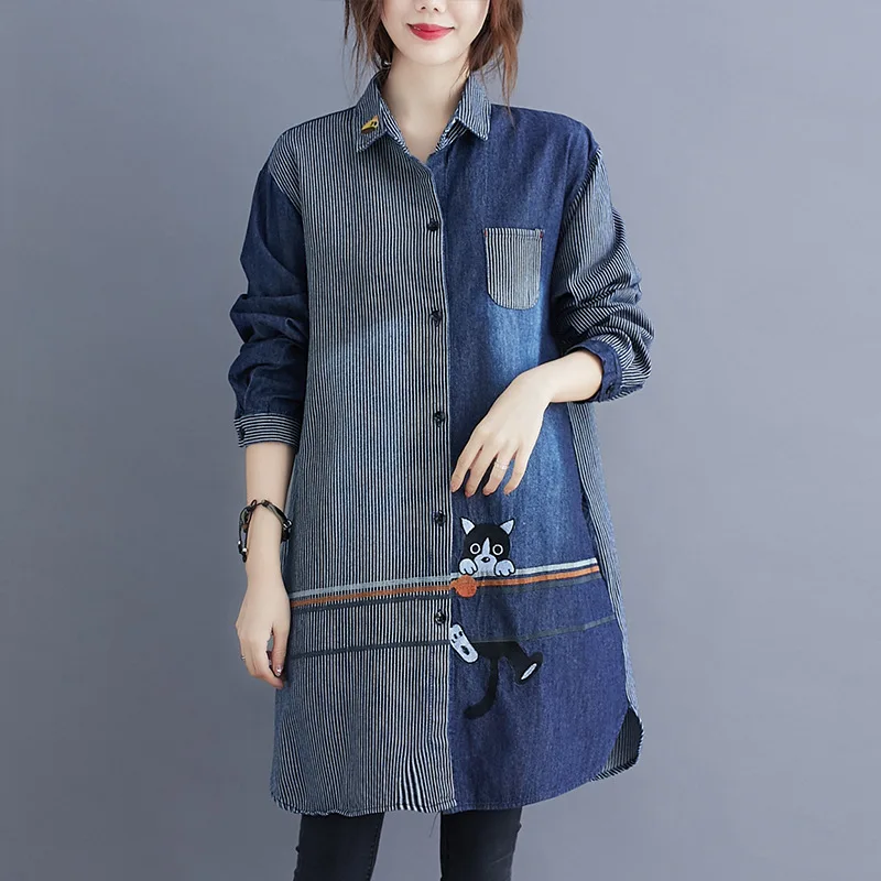 Patchwork Fashion Washed Denim Jeans Windbreaker Women Chaqueta Mujer Streetwear Autumn Long Trench Coats Coat For Female Cloak
Patchwork Fashion Washed Denim Jeans Windbreaker Women Chaqueta Mujer Streetwear Autumn Long Trench Coats Coat For Female Cloak