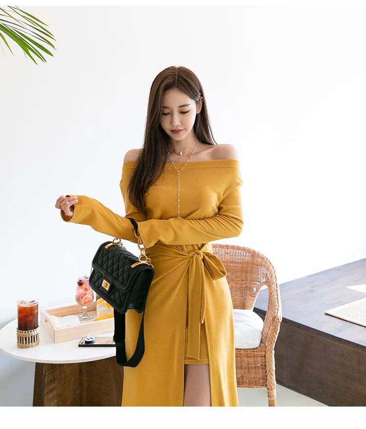 Women's 2020 autumn new products Korean style temperament one-way neck long-sleeved lace-up hip slim dress
Women's 2020 autumn new products Korean style temperament one-way neck long-sleeved lace-up hip slim dress