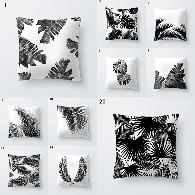 Black White Plant Leaves Pillow Case 45*45cm Square Pillowslip Sofa Throw Pillows Covers Decorative Cushion Cover Home Supplies
Black White Plant Leaves Pillow Case 45*45cm Square Pillowslip Sofa Throw Pillows Covers Decorative Cushion Cover Home Supplies