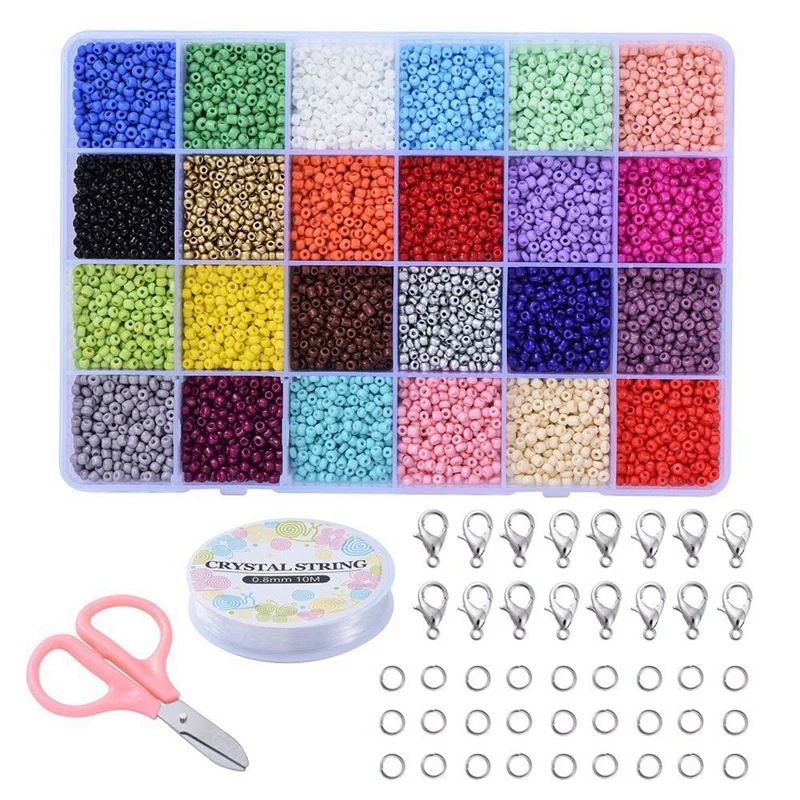 Seed Beads for Bracelets, 24 Colors 4mm Colored Small Glass Beads for Bracelets Jewelry Making Crafts 3600 Pcs
Seed Beads for Bracelets, 24 Colors 4mm Colored Small Glass Beads for Bracelets Jewelry Making Crafts 3600 Pcs