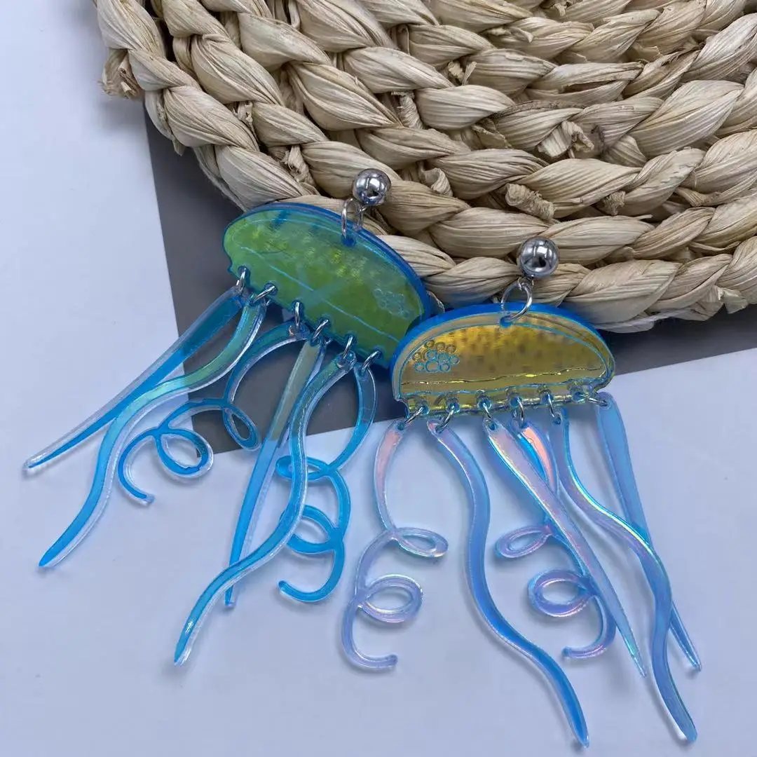 Colorful Plate Laser Super Flash Color Reflective Jellyfish Long Tassel Exaggerated Temperament Acrylic Stud Earrings 2021
Colorful Plate Laser Super Flash Color Reflective Jellyfish Long Tassel Exaggerated Temperament Acrylic Stud Earrings 2021