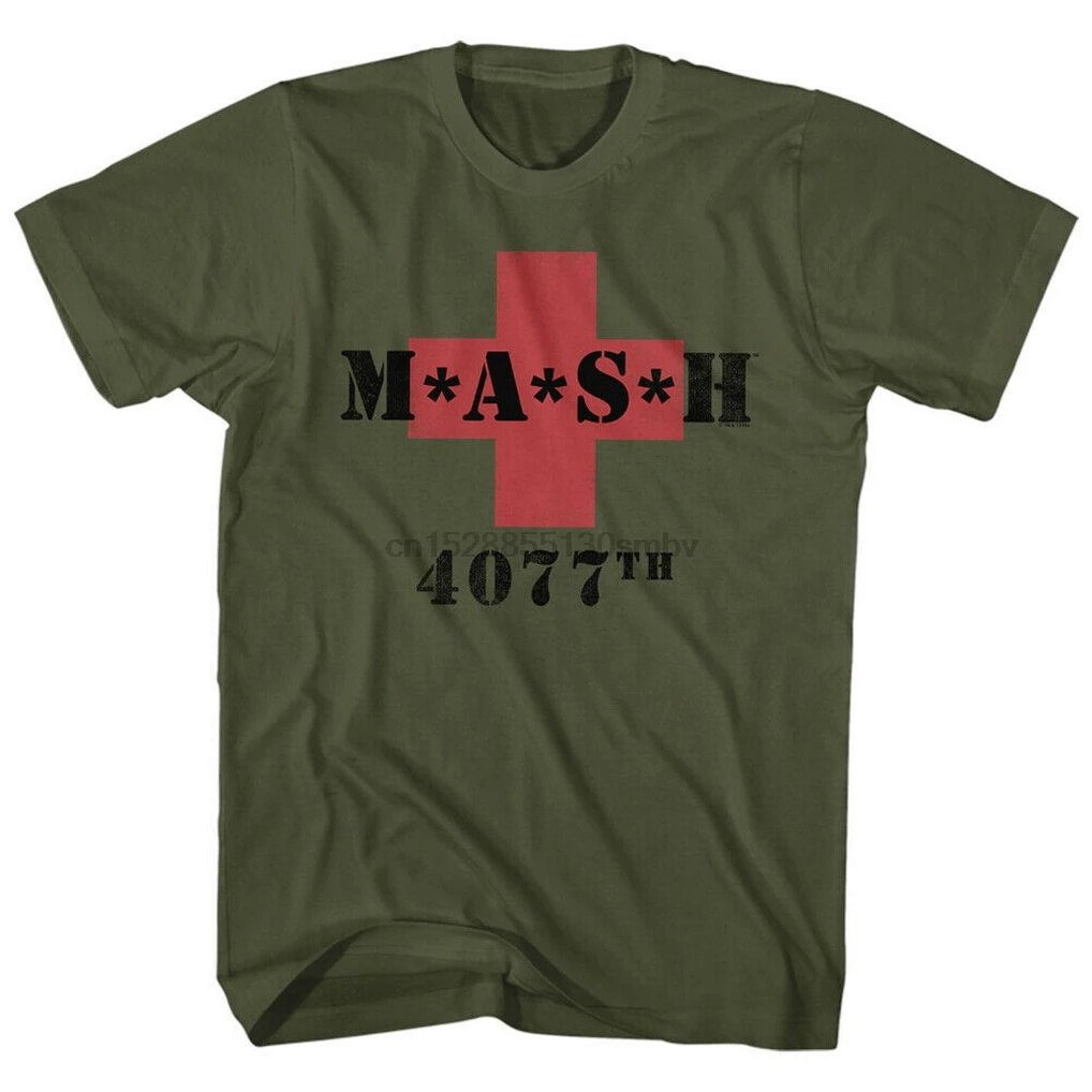 MASH tv Series футболка 4077th Флаг Логотип Мужская Военная Зеленая Хизер SM 5XL Harajuku в стиле