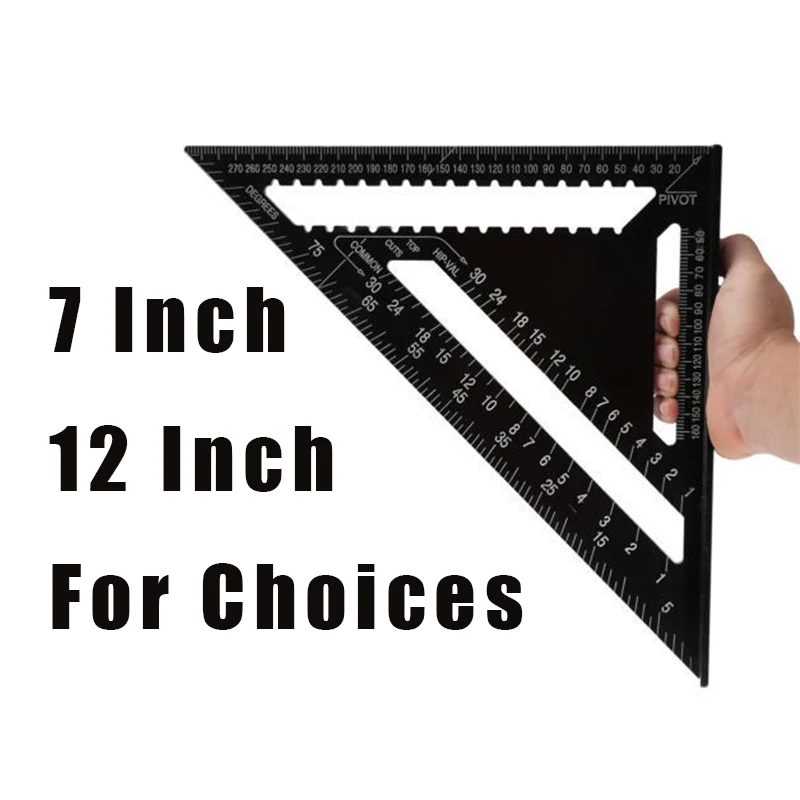 7 12 inch Angle Ruler Metric Imperial Aluminum Alloy Triangular Measuring Ruler Woodwork Speed Square Triangle Angle Protractor
7 12 inch Angle Ruler Metric Imperial Aluminum Alloy Triangular Measuring Ruler Woodwork Speed Square Triangle Angle Protractor